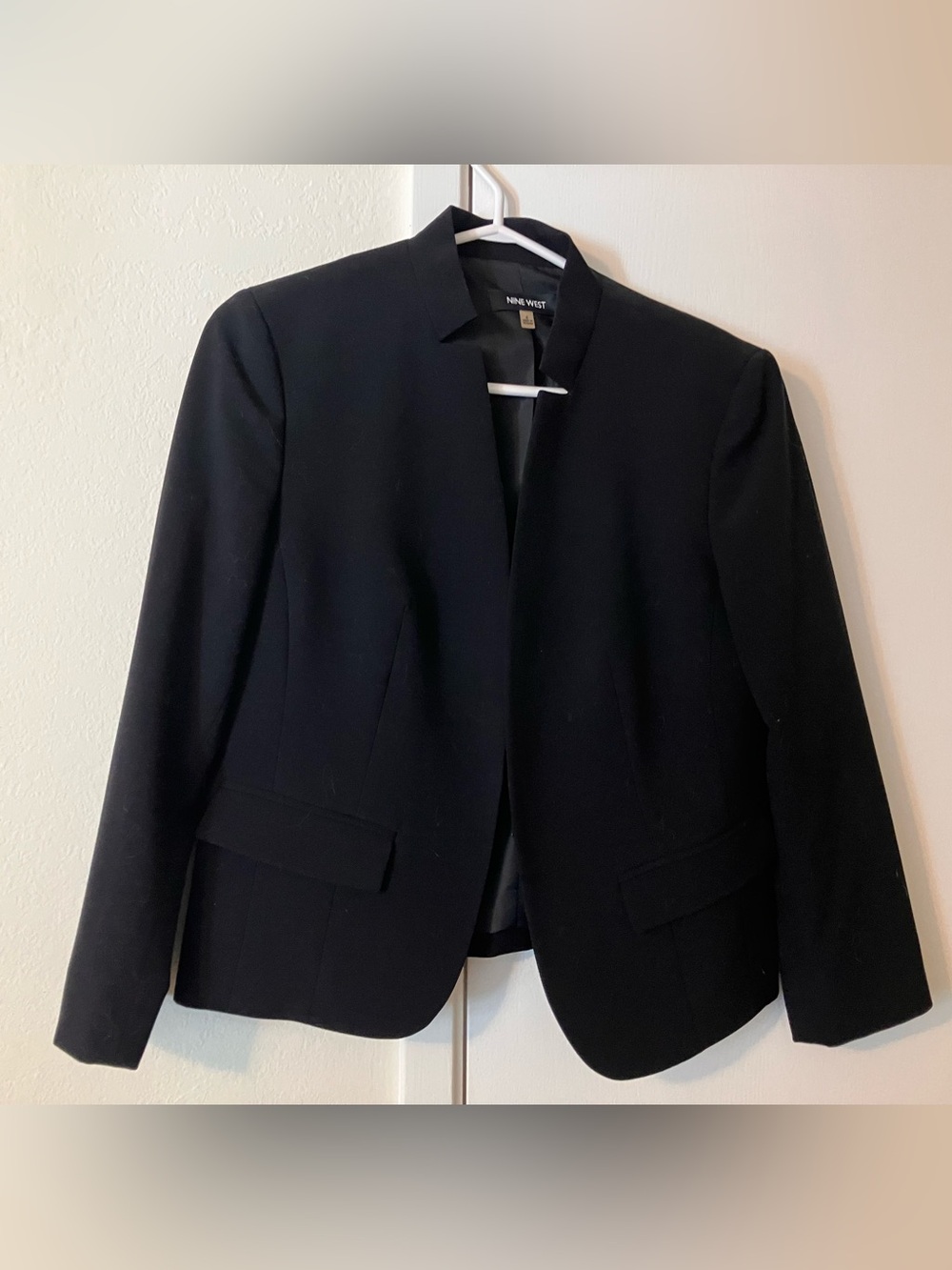 Nine West Black Collarless Tailored Blazer